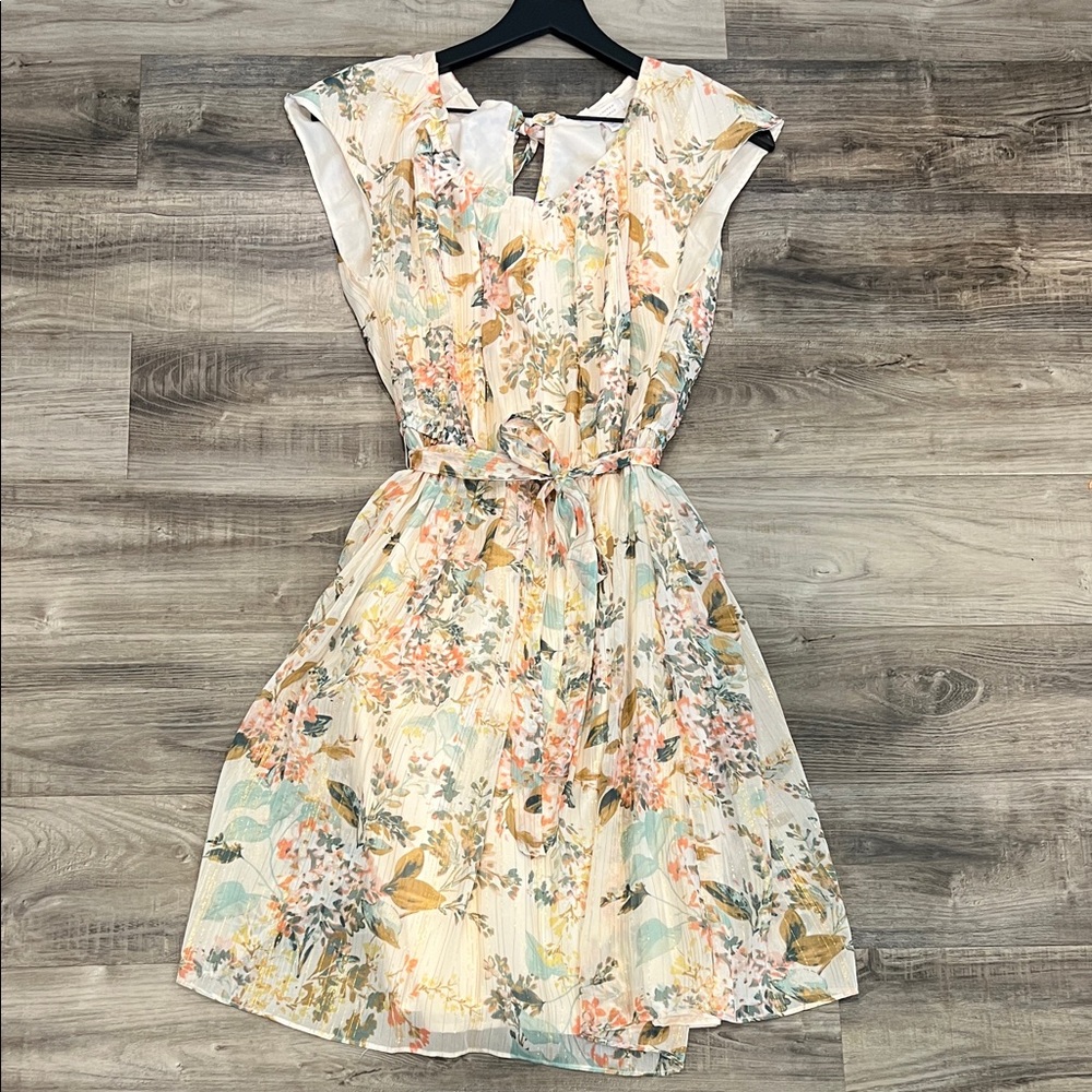 Cream floral midi dress | M |